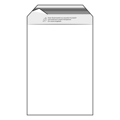 Mailing enveloppen met klep, hersluitbaar, PE-folie, transparant 180 x 250 mm - gerecycled