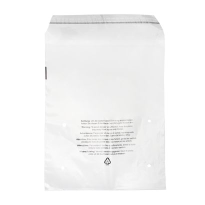 Mailing enveloppen met klep, met waarschuwingsopdruk, hersluitbaar, PCR-folie, transparant 350 x 430 mm