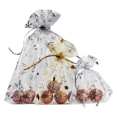Organza zakje met kerstmotief 
