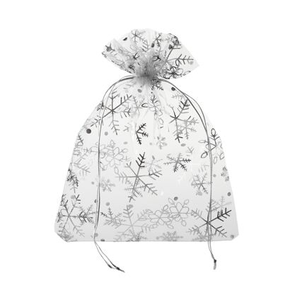 Organza zakje met kerstmotief 150 x 200 mm | sneeuwvlok/ijskristal