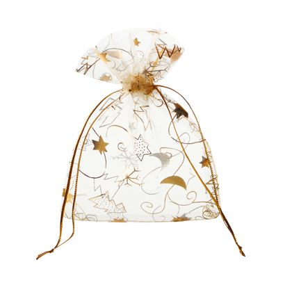 Organza zakje met kerstmotief 80 x 100 mm | kerst