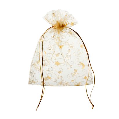 Organza zakje met kerstmotief 150 x 200 mm | kerst