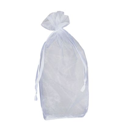 Organza zakje met bodemvouw en satijnen lint 