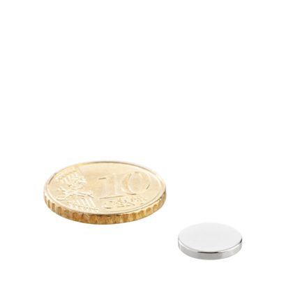 Neodymium magneetrondjes 10 mm x 1,5 mm | N35, axiaal (parallel aan de hoogte)