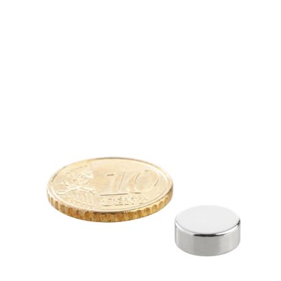 Neodymium magneetrondjes 10 mm x 4 mm | N35, axiaal (parallel aan de hoogte)