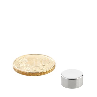 Neodymium magneetrondjes 10 mm x 5 mm | N35, axiaal (parallel aan de hoogte)