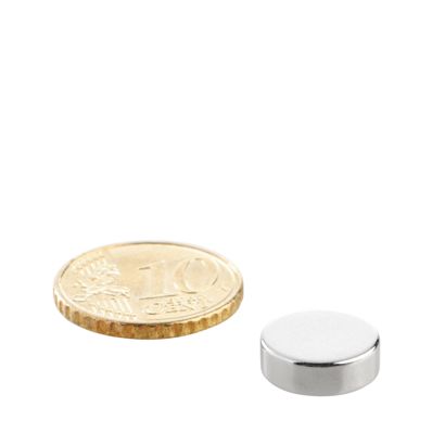 Neodymium magneetrondjes 12 mm x 4 mm | N45, axiaal (parallel aan de hoogte)