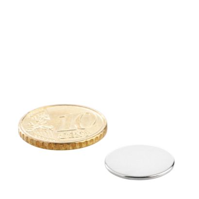 Neodymium magneetrondjes 15 mm x 1 mm | N35, axiaal (parallel aan de hoogte)