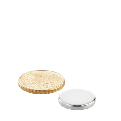 Neodymium magneetrondjes 15 mm x 2,5 mm | N35, axiaal (parallel aan de hoogte)