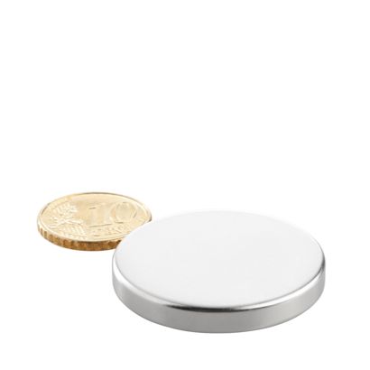 Neodymium magneetrondjes 35 mm x 5 mm | N42, axiaal (parallel aan de hoogte)