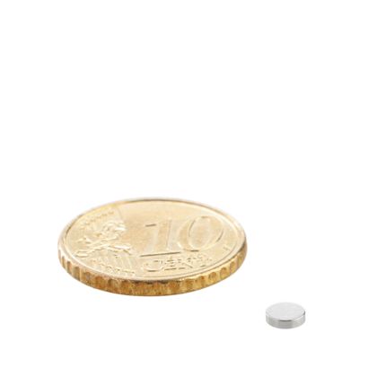 Neodymium magneetrondjes 4 mm x 1 mm | N45, axiaal (parallel aan de hoogte)