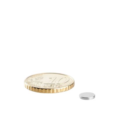 Neodymium magneetrondjes 6 mm x 1 mm | N45, axiaal (parallel aan de hoogte)