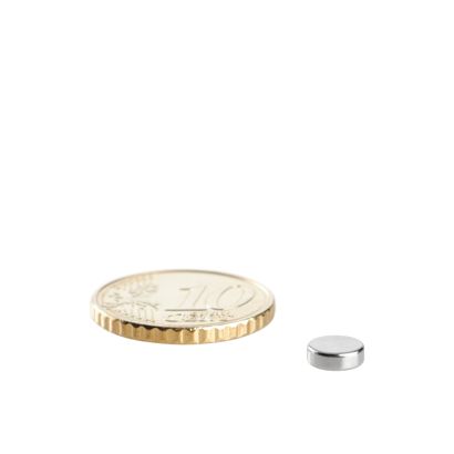 Neodymium magneetrondjes 6 mm x 2 mm | N35, axiaal (parallel aan de hoogte)