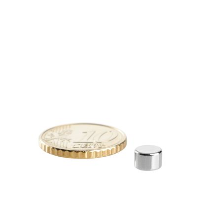 Neodymium magneetrondjes 6 mm x 4 mm | N45, axiaal (parallel aan de hoogte)