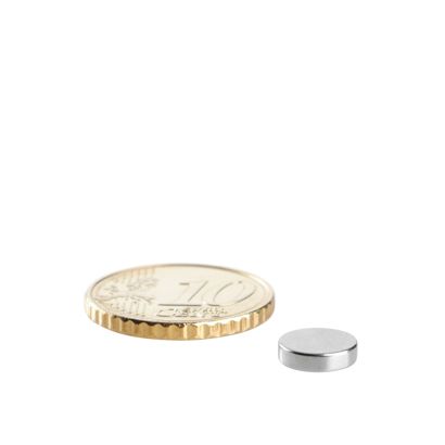 Neodymium magneetrondjes 8 mm x 2 mm | N45, axiaal (parallel aan de hoogte)
