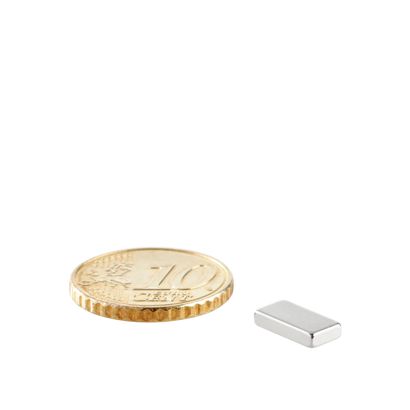 Neodymium blokmagneten rechthoekig, vernikkeld 10 x 5 mm | 2 mm