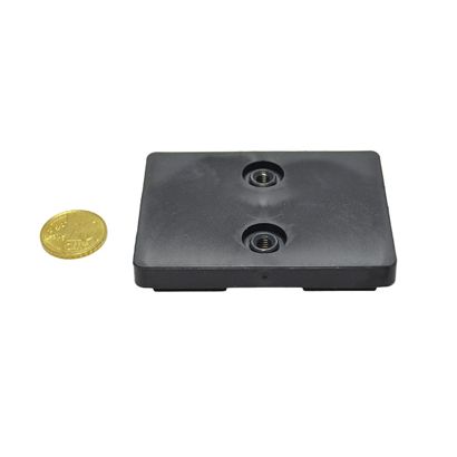 magneet met rubbercoating met twee inwendige schroefdraden, rechthoekig 70x50x13mm, 29kg houdkracht null | 2x M5x4,9 mm | 29 kg