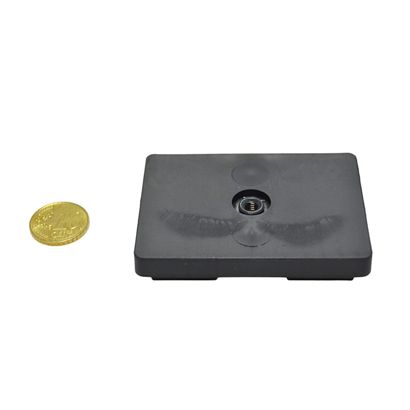 magneet met rubbercoating, rechthoekig, met inwendige schroefdraad null | M5x4,9 mm | 29,6 kg
