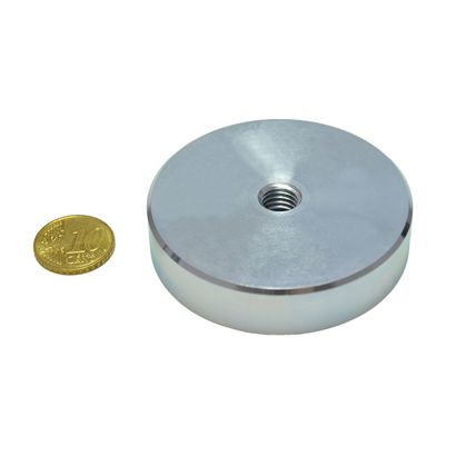 neodymium potmagneet met inwendige schroefdraad 63 mm
