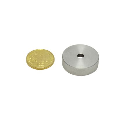 SmCo-potmagneet met cilindrisch boorgat, roestvrijstalen behuizing 25 mm