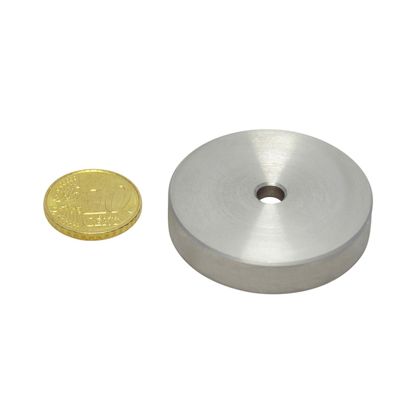 SmCo-potmagneet met cilindrisch boorgat, roestvrijstalen behuizing 40 mm