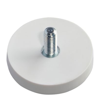 Magneet met rubbercoating met schroefdraad wit  | 31 mm | M5x12 mm 