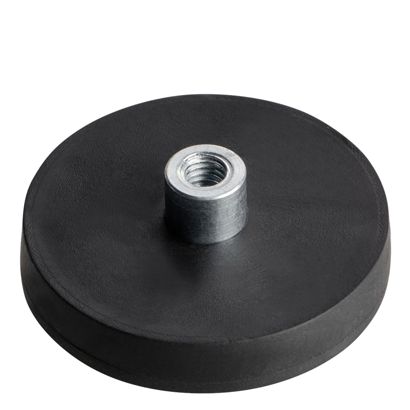 Magneet met rubbercoating met draadbus zwart  | 31 mm | M4 