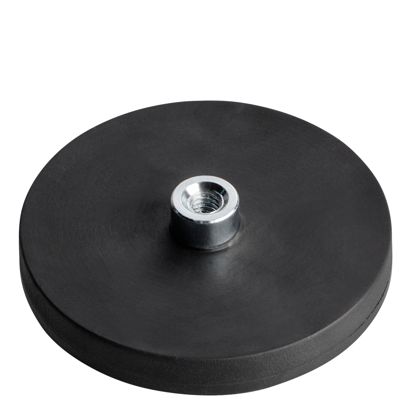 Magneet met rubbercoating met draadbus zwart  | 43 mm | M4 