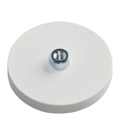Magneet met rubbercoating met draadbus wit  | 43 mm | M4 