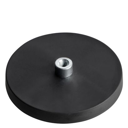 Magneet met rubbercoating met draadbus zwart  | 66 mm | M5 