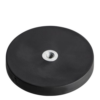 Magneet met rubbercoating met inwendige schroefdraad zwart  | 43 mm