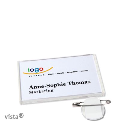 Naambadges wit klemmen Vista 40 null | 60 x 37 mm