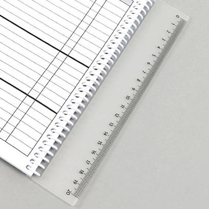 Bladwijzer liniaal 20 cm om vast te haken aan draad- of spiraalbinding 