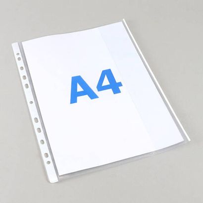 Showtassen A4 met klep, gekleurde rand wit 
