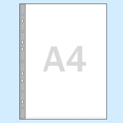 Showtassen, A4 80 µm | Inhangstrook: wit versterkt, met 11-gaats perforatie
