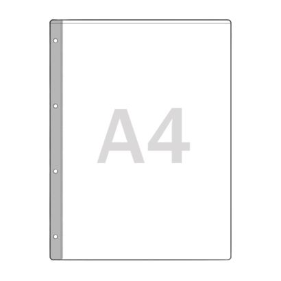 Showtassen, A4 180 µm | Inhangstrook: 15 mm breed met 4-gaats perforatie