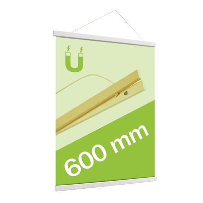Houten posterstrips/posterhangers, met ophangkoord en magneetsluiting null | 600 mm