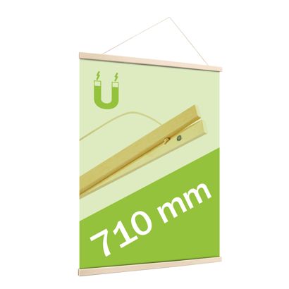 Houten posterstrips/posterhangers, met ophangkoord en magneetsluiting null | 710 mm