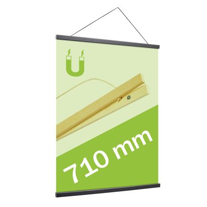 Houten posterstrips/posterhangers, met ophangkoord en magneetsluiting null | 710 mm