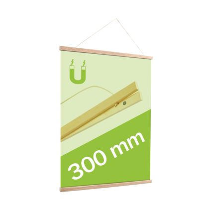 Houten posterstrips/posterhangers, met ophangkoord en magneetsluiting null | 300 mm