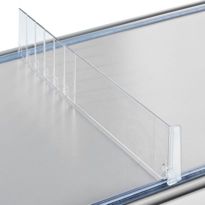 Vakverdelers "Flexible" met linkse eindstop, transparant 60 mm