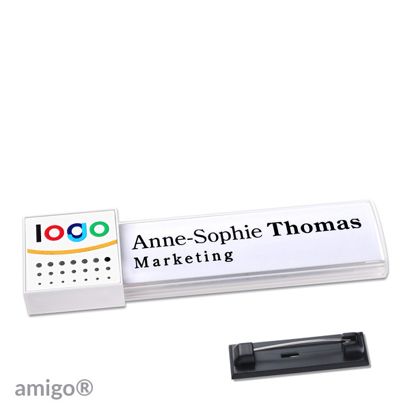 Naambadges amigo® alu-print magneet null | Roestvrij stalen pin | null | null | null