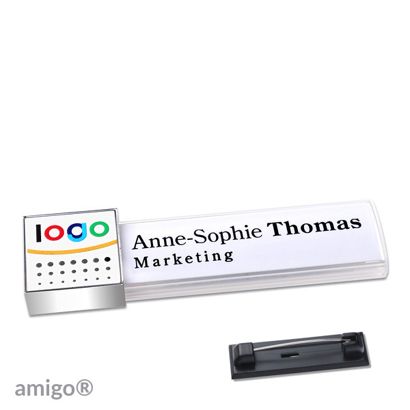Naambadges amigo® alu-print magneet null | Roestvrij stalen pin | null | null | null
