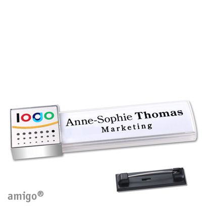 Naambadges amigo® alu-print magneet null | Roestvrij stalen pin | null | null | null
