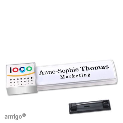 Naambadges amigo® alu-print magneet null | Roestvrij stalen pin | null | null | null