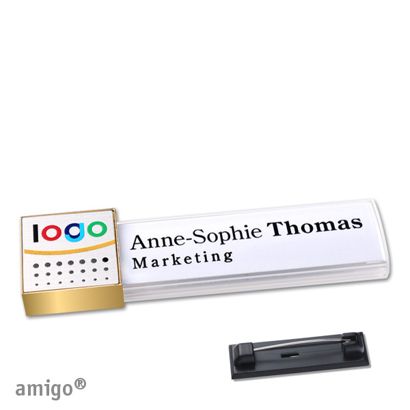 Naambadges amigo® alu-print magneet null | Roestvrij stalen pin | null | null | null