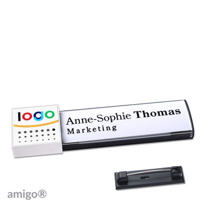 Naambadges amigo® alu-print magneet null | Roestvrij stalen pin | null | null | null
