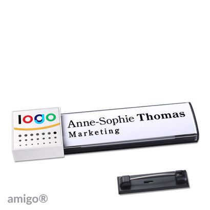 Naambadges amigo® alu-print magneet null | Roestvrij stalen pin | null | null | null