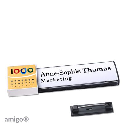 Naambadges amigo® alu-print magneet null | Roestvrij stalen pin | null | null | null