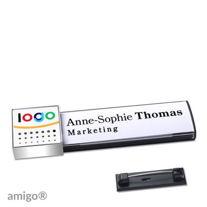 Naambadges amigo® alu-print magneet null | Roestvrij stalen pin | null | null | null